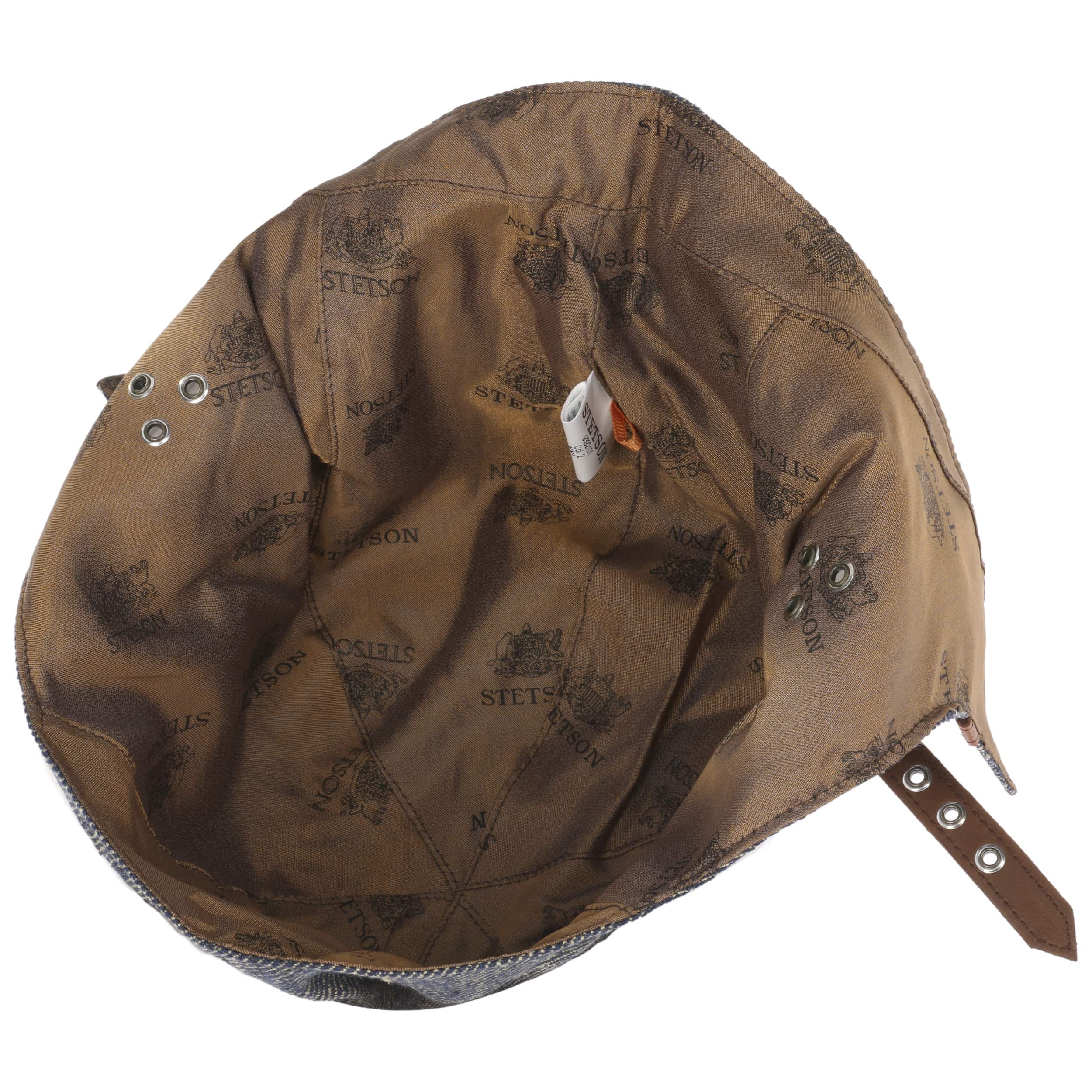 Stetson Cuffia Aviatore Leadville Uomo - Made In Germany, Cotone E Lino Con Visiera In Pelle