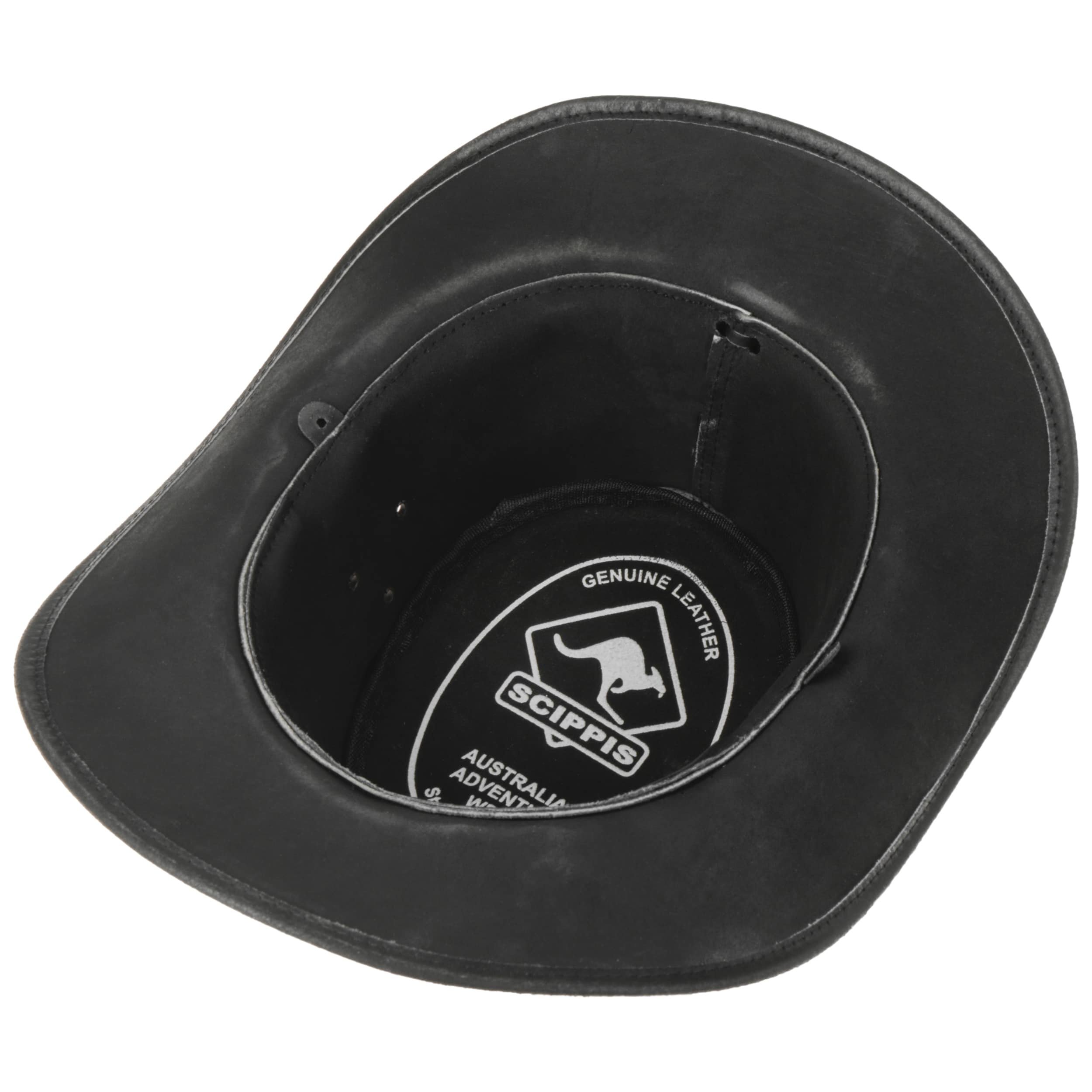Cappello In Pelle Bushman Di Scippis - Stile Traveller, Nero, Taglie S-XL, Per Outdoor