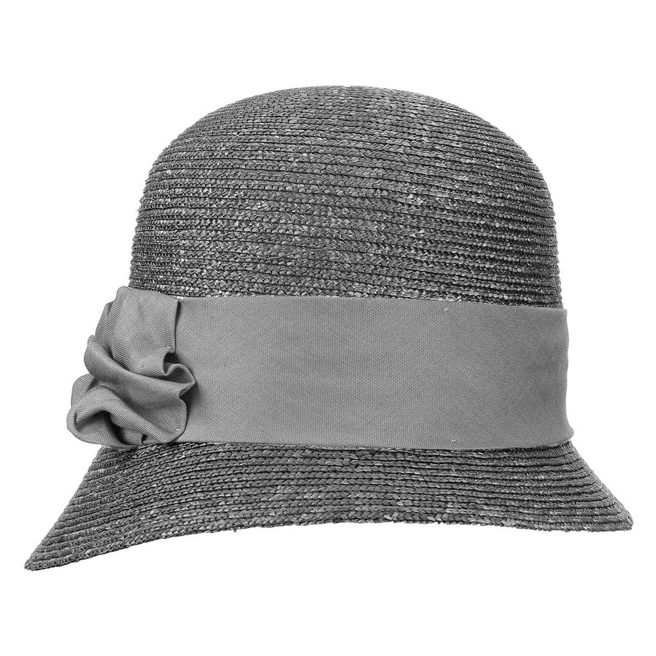 Seeberger Cappello Cloche Di Paglia Da Donna Con Nastro Grosgrain E Piuma - Taglia Unica 54-56 Cm, Ideale Per Cerimonie, Primavera/Estate, Eleganza Classica