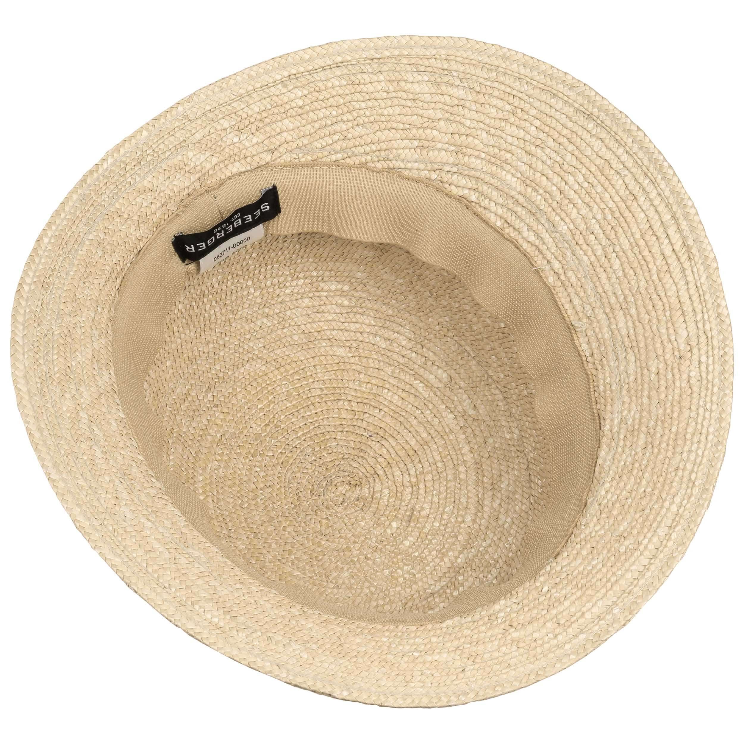 Seeberger Cappello Cloche Di Paglia Da Donna Con Nastro Grosgrain E Piuma - Taglia Unica 54-56 Cm, Ideale Per Cerimonie, Primavera/Estate, Eleganza Classica
