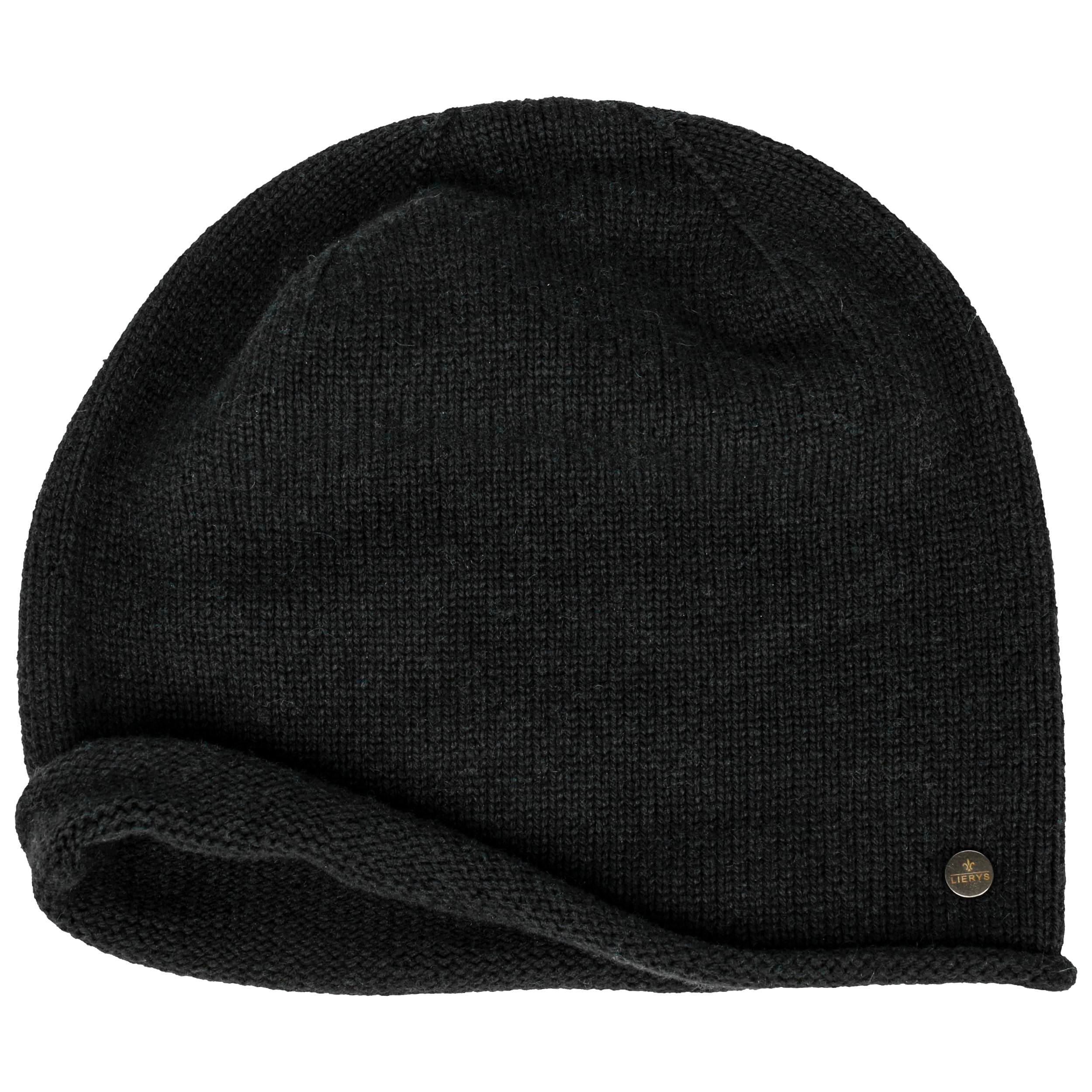 LIERYS Berretto Fine Merino Oversize Classic Donna/Uomo - Made in Germany Beanie da Uomo Donna Lana con Fodera, Inverno Autunno/Inverno - Taglia Unica Blu Scuro
