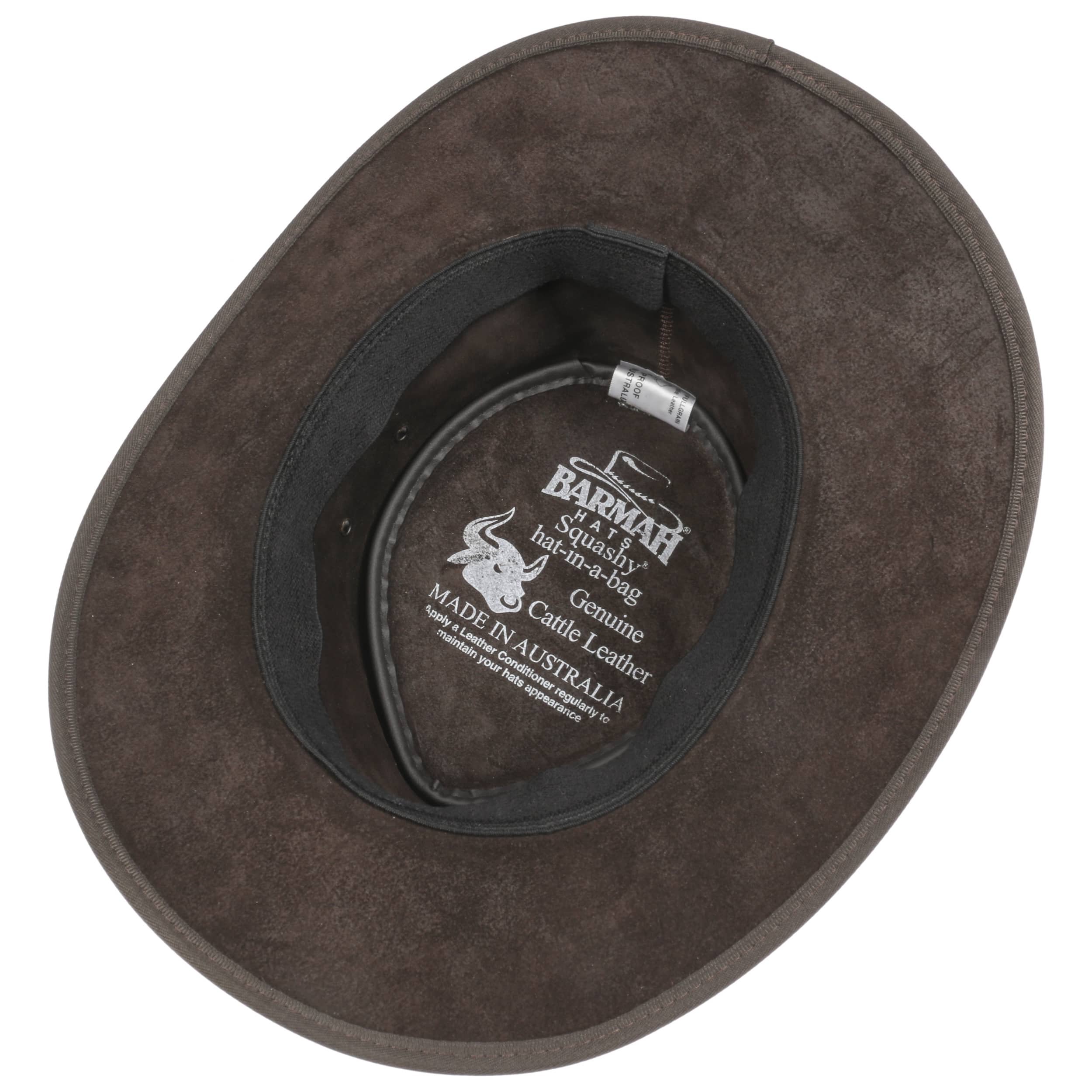 Cappello In Paglia Da Cowboy MG Outback – Rafia Naturale Tinta Tè – Con Sottogola In Pelle