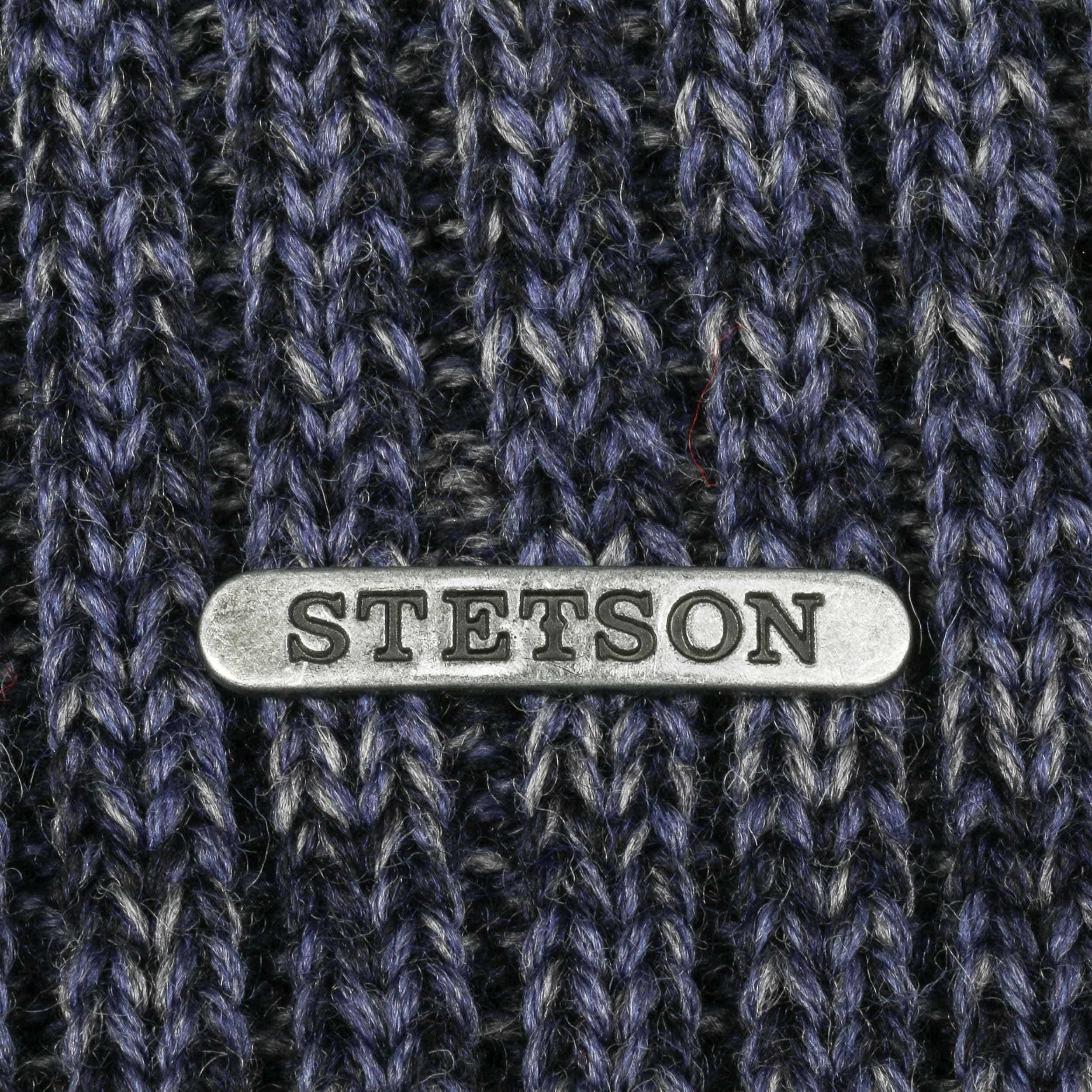 Stetson Berretto Invernale In Lana Merino - Modello Wisconsin Con Risvolto - Unisex - Prodotto In Italia - Blu