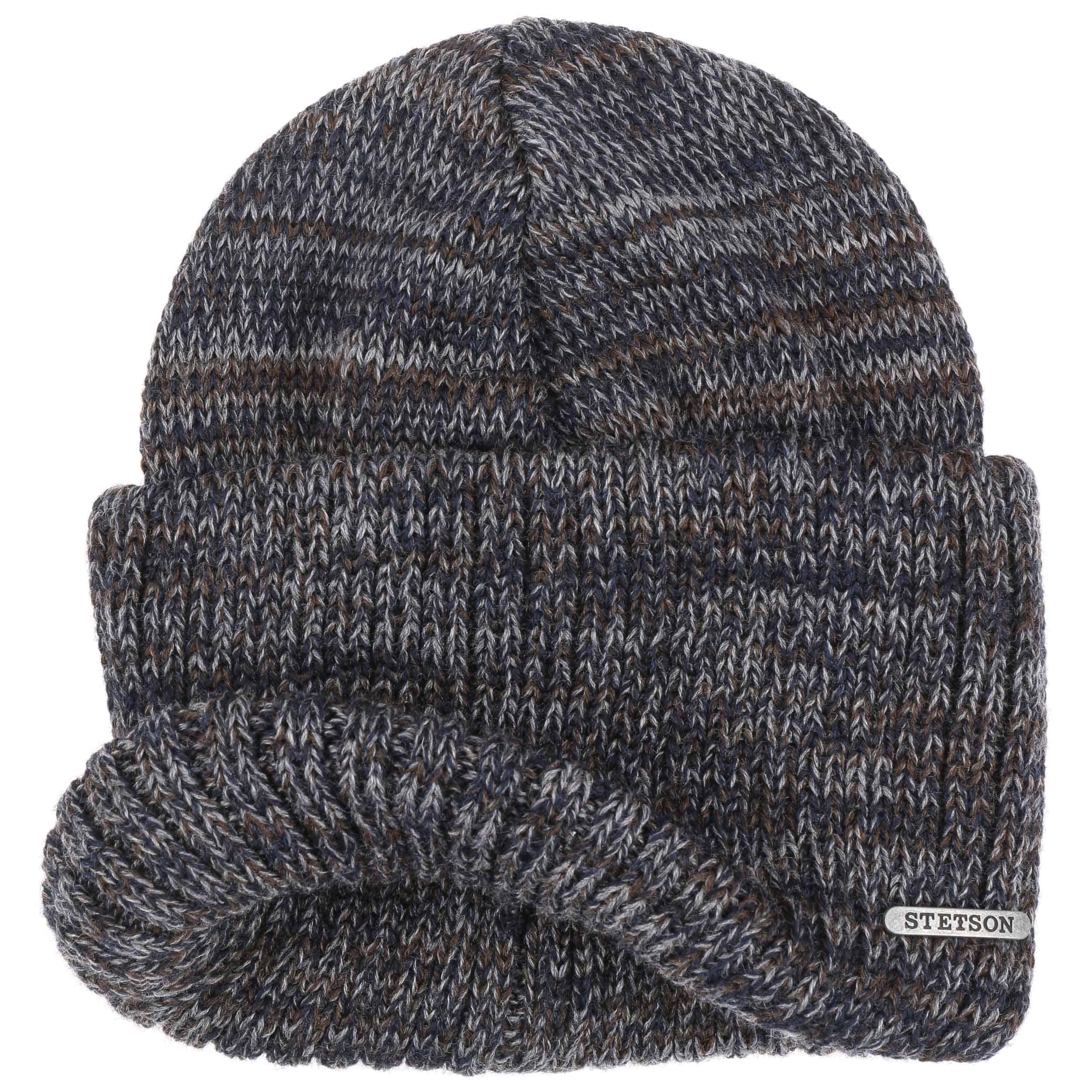Berretto Invernale Stetson Wisconsin In Lana Merino - Unisex, Made In Italy - Colore Blu Melange, Taglia Unica (54-60 Cm) - 2