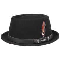 Stetson Cappello di Feltro Lecota Diamond Donna - Pork Pie da Uomo Fedora con Fascia in Pelle Autunno Estate Primavera Inverno Estate/Inverno - S (54-55 cm) Nero