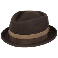 LIERYS Alverton Cappello Pork Pie Feltro di Lana con Fascia in Tessuto Prodotto in Italia Uomo Autunno Inverno