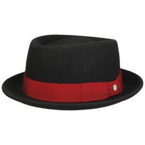 Color : Red , Size : 56-58cm Cappello da sole Classic in feltro di lana Black Pork Pie Hat Porkpie Jazz Fedora Hat Round Top Trilby Pettinato cappello da sole per gli uomini 