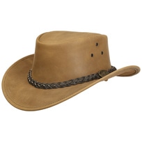 Leatherick Cappello Da Cowboy In Vera Pelle Stile Western Aussie Sottogola (S, Marrone Abbronzato Pazzesco