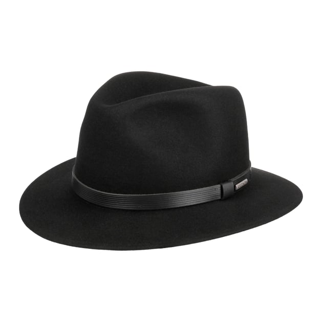 Borsalino Cappello in Lana Piemonte Traveller Donna/Uomo - Made Italy di Feltro con Nastro Grosgrain, Grosgrain Inverno Autunno/Inverno - 59 cm Blu